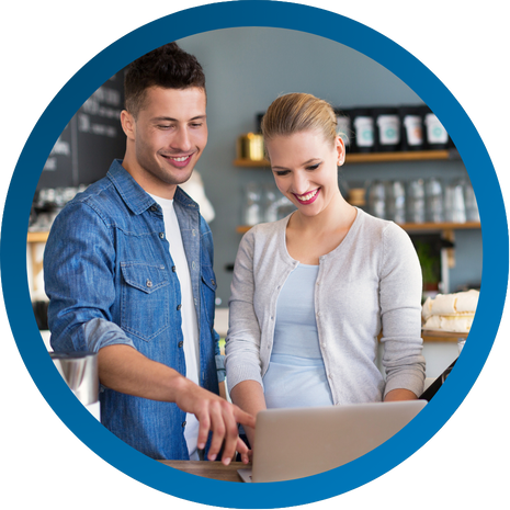 Small business owners using Vibrant Broadband's Fixed-Wireless internet service.