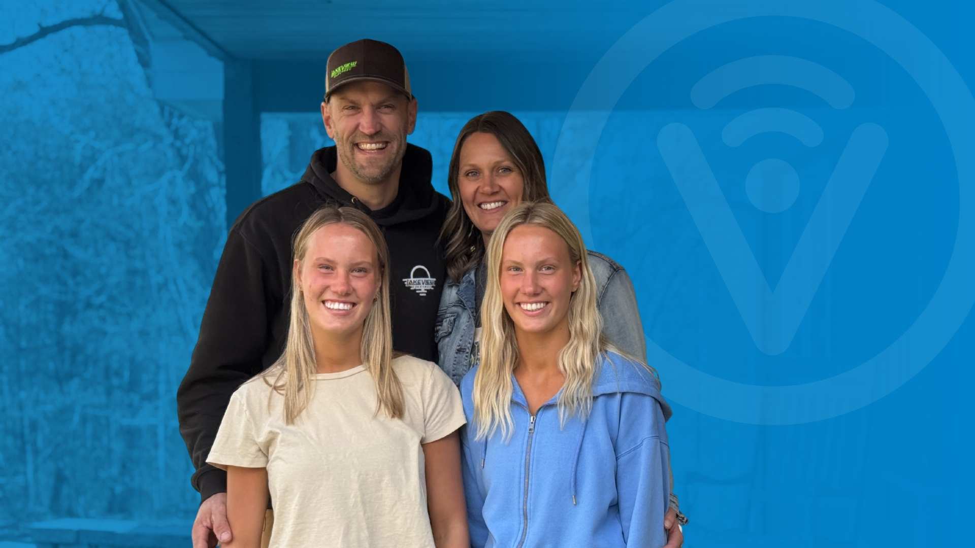 Family standing on their porch enjoying their Vibrant Broadband.